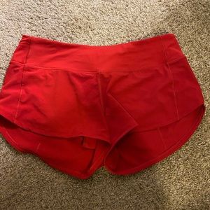 Red Lululemon Speed-up Shorts